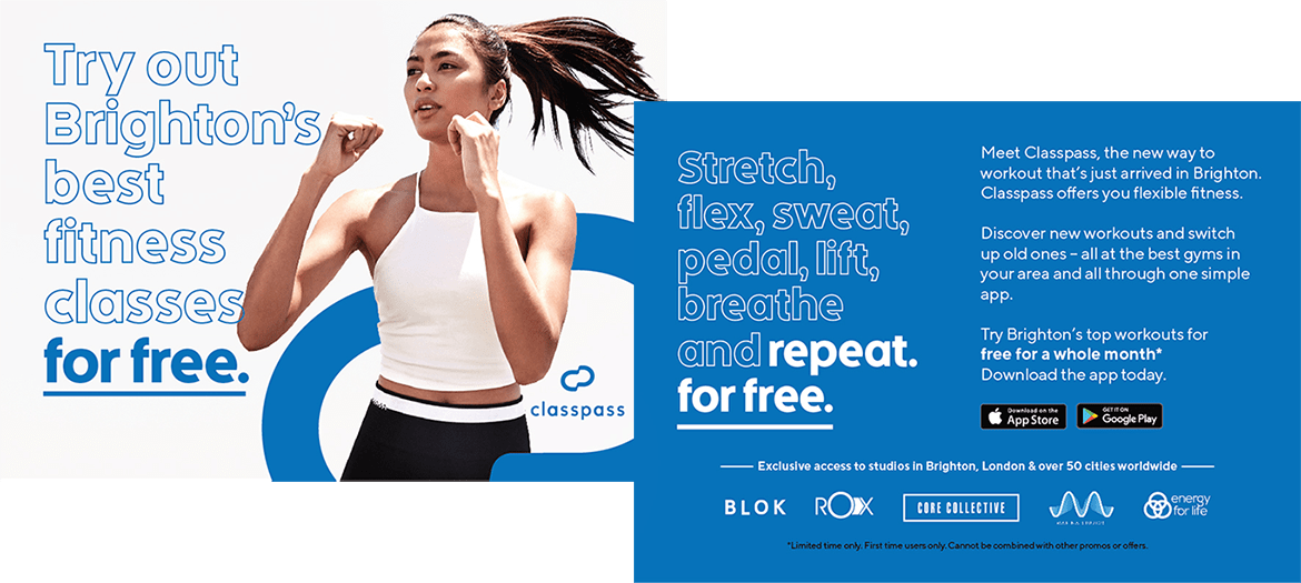 ClassPass, fitness studios, classes, gyms,bDesign, Art Direction, Creative Campaign