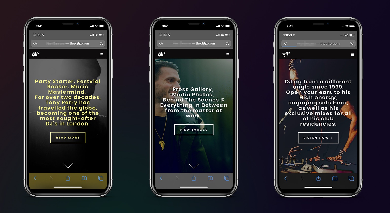 DJ TP, Tony Perry, London, Celebrity, Luxury, Presenter, Website, Design