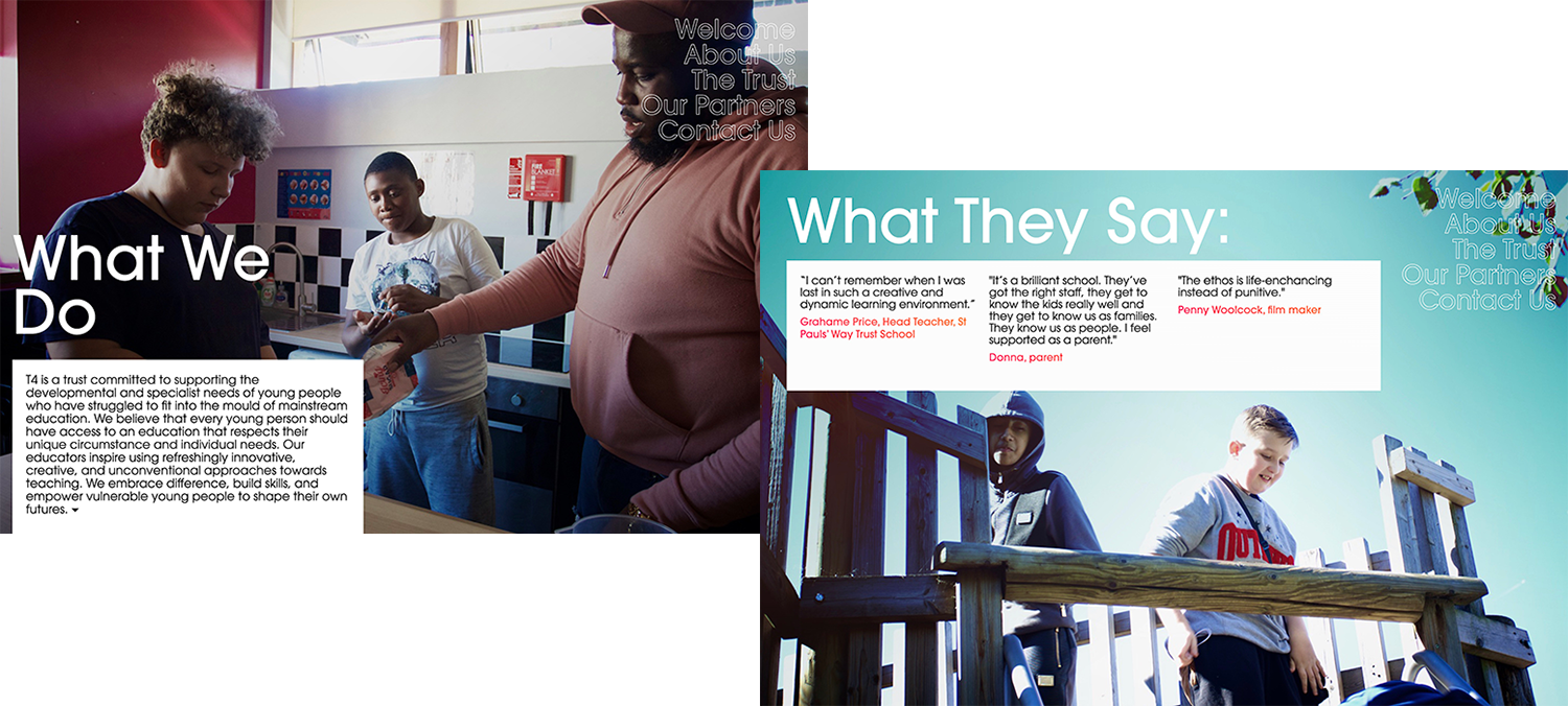 t4, trust, schools, academy, london, bromley by bow, east london, design, branding, website design